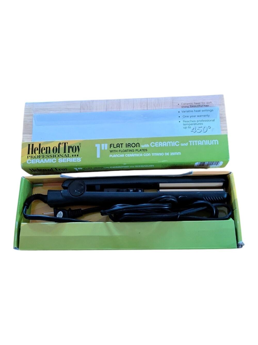 Helen of Troy Ceramic Series 1" Flat Iron Hair Straightener Titanium Black Gold